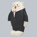 Cute Cartoon Bear Character Wearing Black Suit With Pink Bow Tie