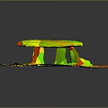 Megalithic Stone Outdoor Structure With Slab Roof And Pillar Supports On Grassy Ground