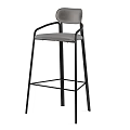 Modern Style Bar Stool With Black Metal Frame Gray Seat And Armrests