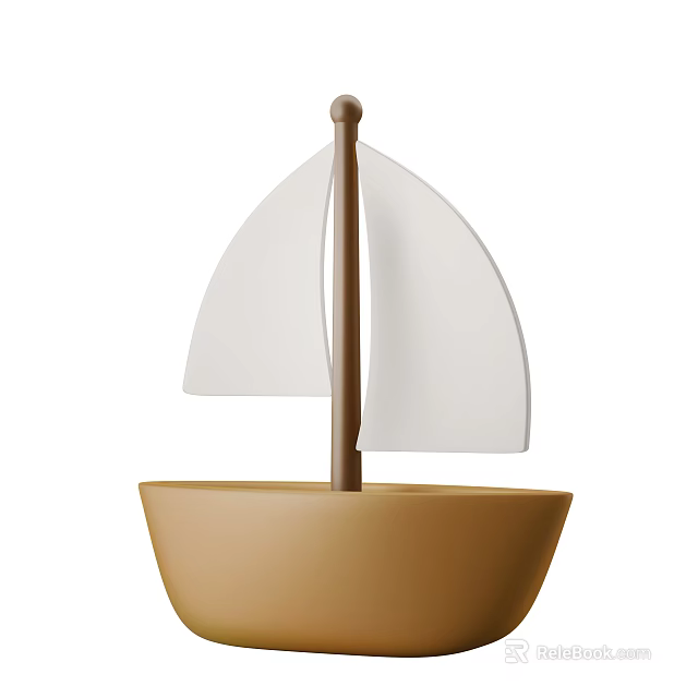 Decorative Sailboat Model With White Sails Brown Mast And Brown Hull For Home Decor 3d model 