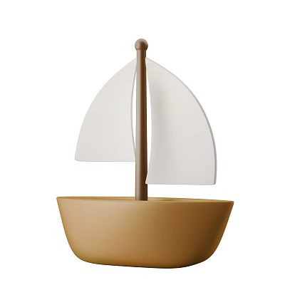 Decorative Sailboat Model With White Sails Brown Mast And Brown Hull For Home Decor 3d model