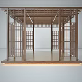 Traditional Wooden Pavilion Structure With Lattice Doors Wooden Roof Floor And Underfloor Lighting