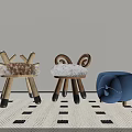 Cute Animal Shaped Children's Chairs With Plush Seats Wooden Legs And Non Slip Pads