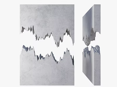 Modern Abstract Partition Design With Gray Wall And Hollow Mountain Pattern 3d model
