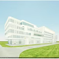 Future Architecture Modern Design With Glass Curtain Wall Streamlined Structure And Greenery 3d model