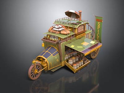 Modern Vans Stall Selling Mobile Vendors 3d model