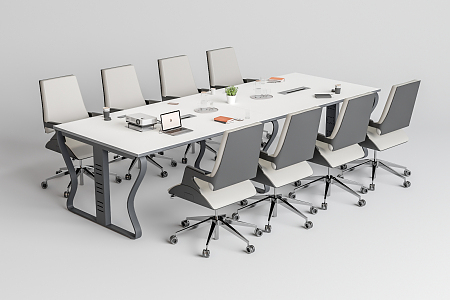 Modern Conference Table and Chair 3d model