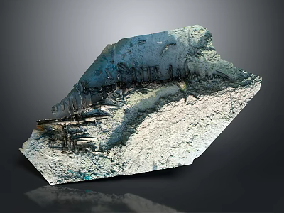Detailed Natural Terrain Featuring Blue Green And White Crystalline Textured Surface 3d model