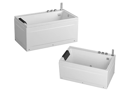Sleek White Freestanding Bathtub With Control Knobs And Modern Design 3d model