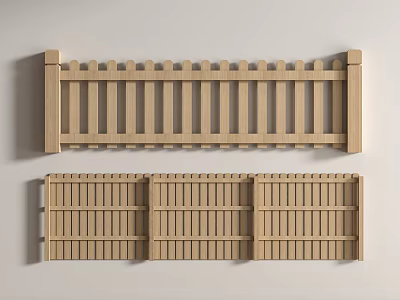 Wooden Fence Outdoor Design With Curved Top Rail And Panel Sections 3d model