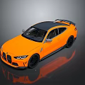 Sleek Orange Sports Car With Black Roof Rear Spoiler And Black Wheels