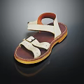 Leather Sandals with Beige Straps and Brown Sole Simple Buckle Design Casual Summer Footwear