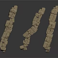 Three Sand Colored Scene Components With Intricate Modular Design And Connector Parts
