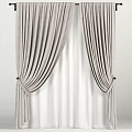 Elegant Gray Velvet Curtains with Draped Sides Sheer White Liner and Tied Sashes