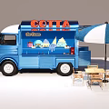 Blue COTTA Functional Ice Cream Truck With Umbrella And Wooden Table Chairs