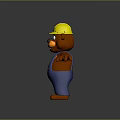Cartoon Beaver Character In Yellow Hard Hat Blue Overalls And Orange Belly With Arms Outstretched