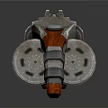 Sci Fi Weapon 3D Model With Mechanical Design Metal Texture Brown Grip And Red Components 3d model