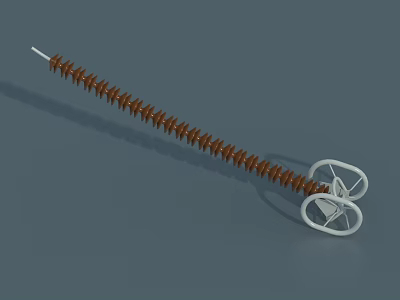 Industrial Equipment Helical Screw Conveyor Component With Brown Metal Blades And White Support Brackets 3d model