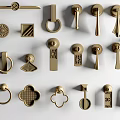 Gold Furniture Handles With Various Decorative Designs For Cabinets And Drawers
