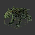 Demonic Fire Hound With Glowing Red Eyes Spiked Horns Sharp Fangs And Burning Body