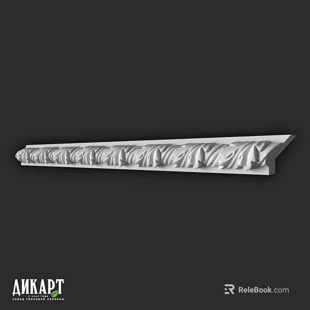 Elegant Ornate Architectural Molding With Intricate Leaf Patterns And White Finish 3d model 