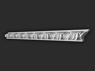 Elegant Ornate Architectural Molding With Intricate Leaf Patterns And White Finish 3d model