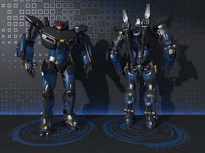 Ornament Decor Combination with Blue Black Robot Models Mechanical Design Decorative 3d model