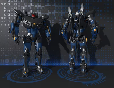 Ornament Decor Combination with Blue Black Robot Models Mechanical Design Decorative 3d model