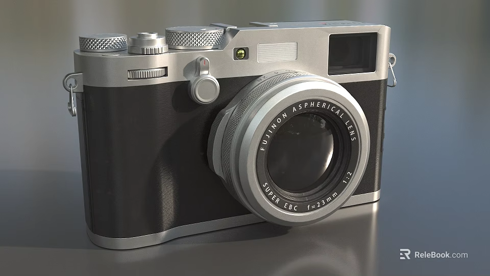 Vintage Digital Camera With Retro Classic Design And Metal Body Details 3d model 