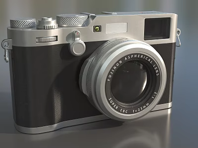 Vintage Digital Camera With Retro Classic Design And Metal Body Details 3d model