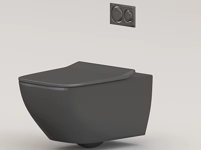 Modern Black Toilet with Sleek Design and Wall Mounted Dual Flush Buttons 3d model