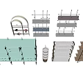 Various Modern Storage Shelving Units With Multiple Tiers And Drawer Designs 3d model