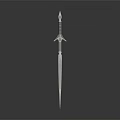 Metallic Sword With Detailed Hilt Design And Shiny Sharp Blade On Dark Background