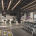 Spacious Modern Gym Interior With Treadmills Dumbbells And Training Markers