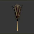 Essential Household Feather Duster With Yellow Handle And Brown Red Feathers