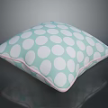 Square Light Blue Decorative Cushion With White Polka Dots And Pink Trim