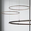 Sleek Modern Black Circular Ring Chandelier Hanging Against White Background