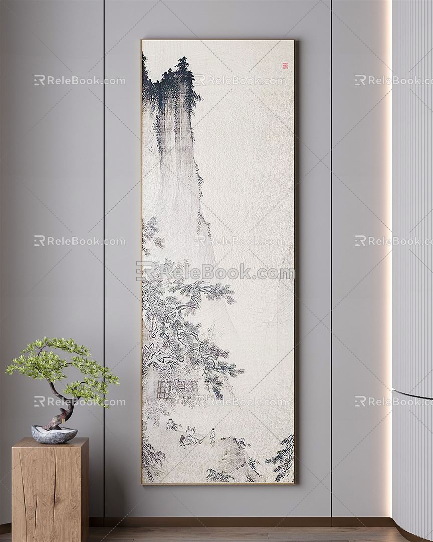 New Chinese Landscape Painting Hanging Painting 3d model