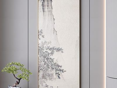 New Chinese Landscape Painting Hanging Painting 3d model