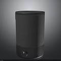 Modern Gray Cylindrical Speaker Featuring Fabric Mesh Surface And Bottom Control Knob 3d model