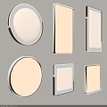 Modern Round And Square Ceiling Lights With Metal Frame And White Panel 3d model