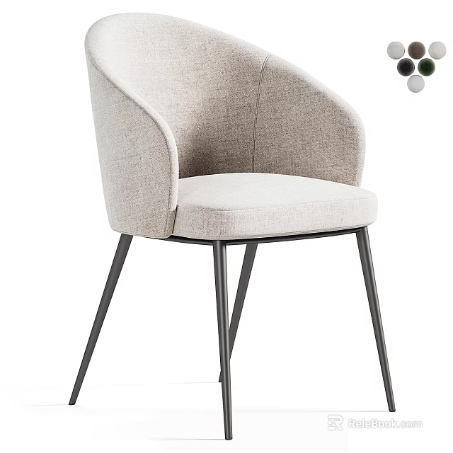 Modern Accent Chair With Light Gray Fabric And Metal Legs Design 3d model 