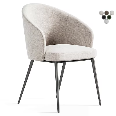 Modern Accent Chair With Light Gray Fabric And Metal Legs Design 3d model