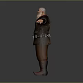 Medieval Man In Armor With Beard Arms Outstretched Standing Emblem Belt