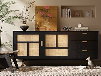 Sideboard Side Cabinet Decorative Cabinet Vintage Entrance Cabinet Modern Middle Ancient Decorative Cabinet 3d model