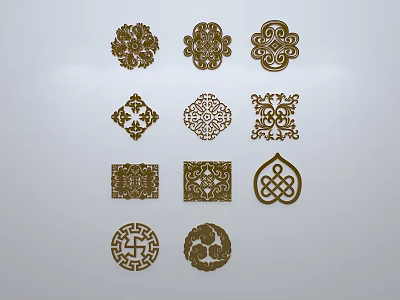 Ornate Carved Window Grille Designs Featuring Various Traditional And Geometric Patterns 3d model