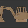 Detailed Brown Toy Excavator Model On Black Background With Reflection 3d model