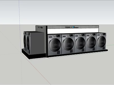 Stylish Black Front Load Washing Machines Arranged In A Row For Retail 3d model