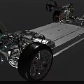 Detailed Car Chassis Structure With Battery Wheels Axles And Mechanical Parts