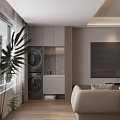 Modern Living Dining Room With Beige L Shaped Sofa Coffee Table And Open Shelves